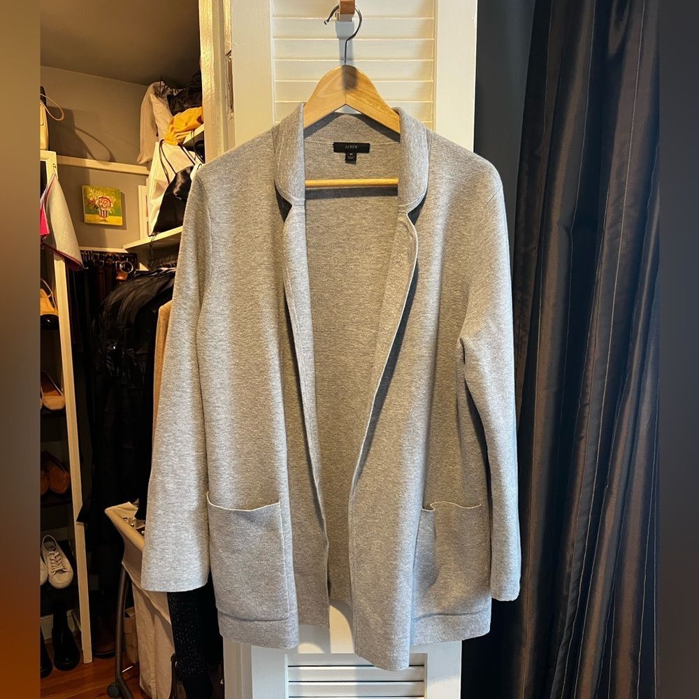 J. Crew Light Gray Eloise Sweater Blazer - Picture 2 of 5